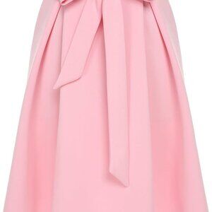 Finejo Women Fashion High Waist A-Line Bowknot Skirt Trumpet Midi Skirt